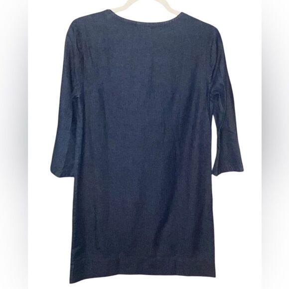 Draper James Wm’s Sz 4 Indigo Dark Wash Chambray Denim Shift Ruffle Dress - Picture 3 of 5